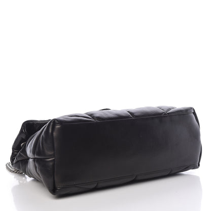 Saint Laurent Lambskin Quilted Medium Loulou Puffer Monogram Chain Satchel Black 4 of 10