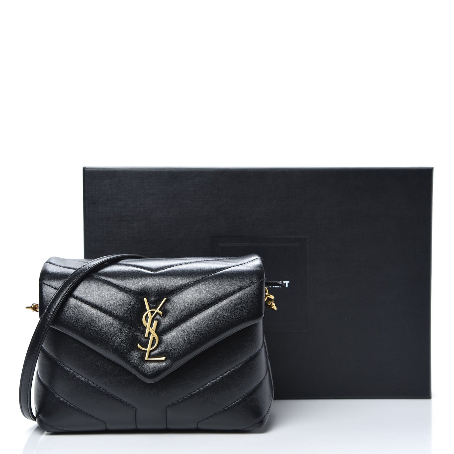 Calfskin Y Quilted Monogram Toy Loulou Crossbody Bag Black