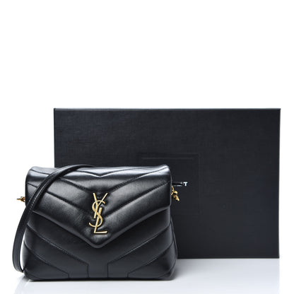 Saint Laurent Calfskin Y Quilted Monogram Toy Loulou Crossbody Bag Black 10 of 10