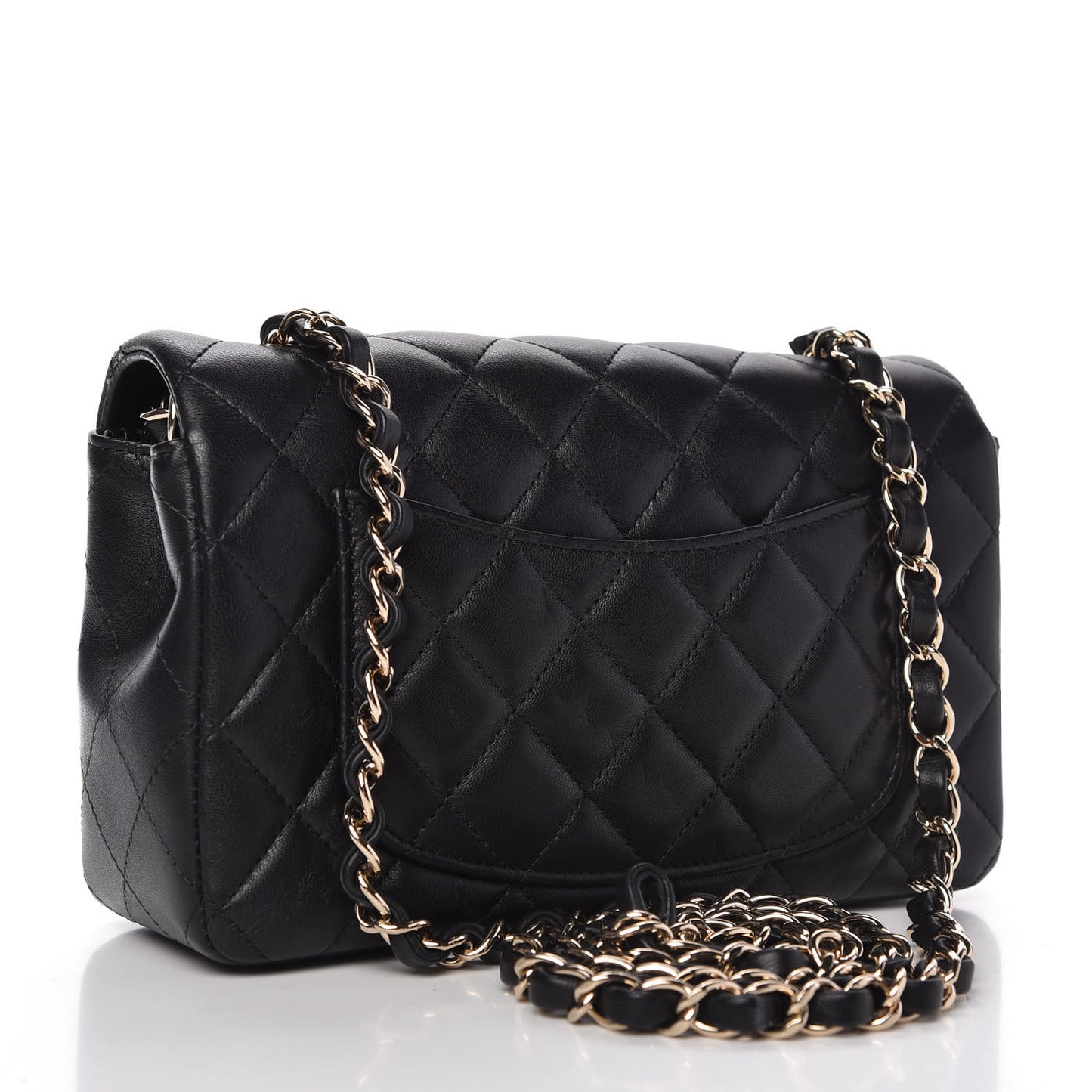 Lambskin Quilted Mini Rectangular Flap Black
