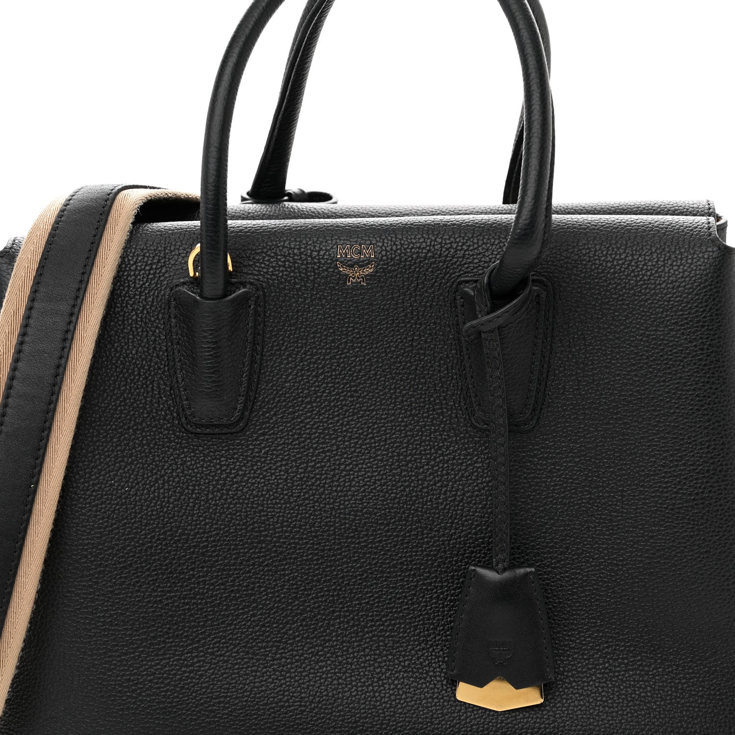 MCM Grained Calfskin Medium Milla Tote Black 7 of 11