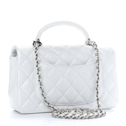 Chanel Iridescent Caviar Quilted Mini Top Handle Rectangular Flap White 3 of 9