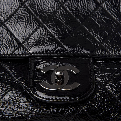 Chanel Distressed Patent Quilted Ritz Flap Bag Black 9 of 9