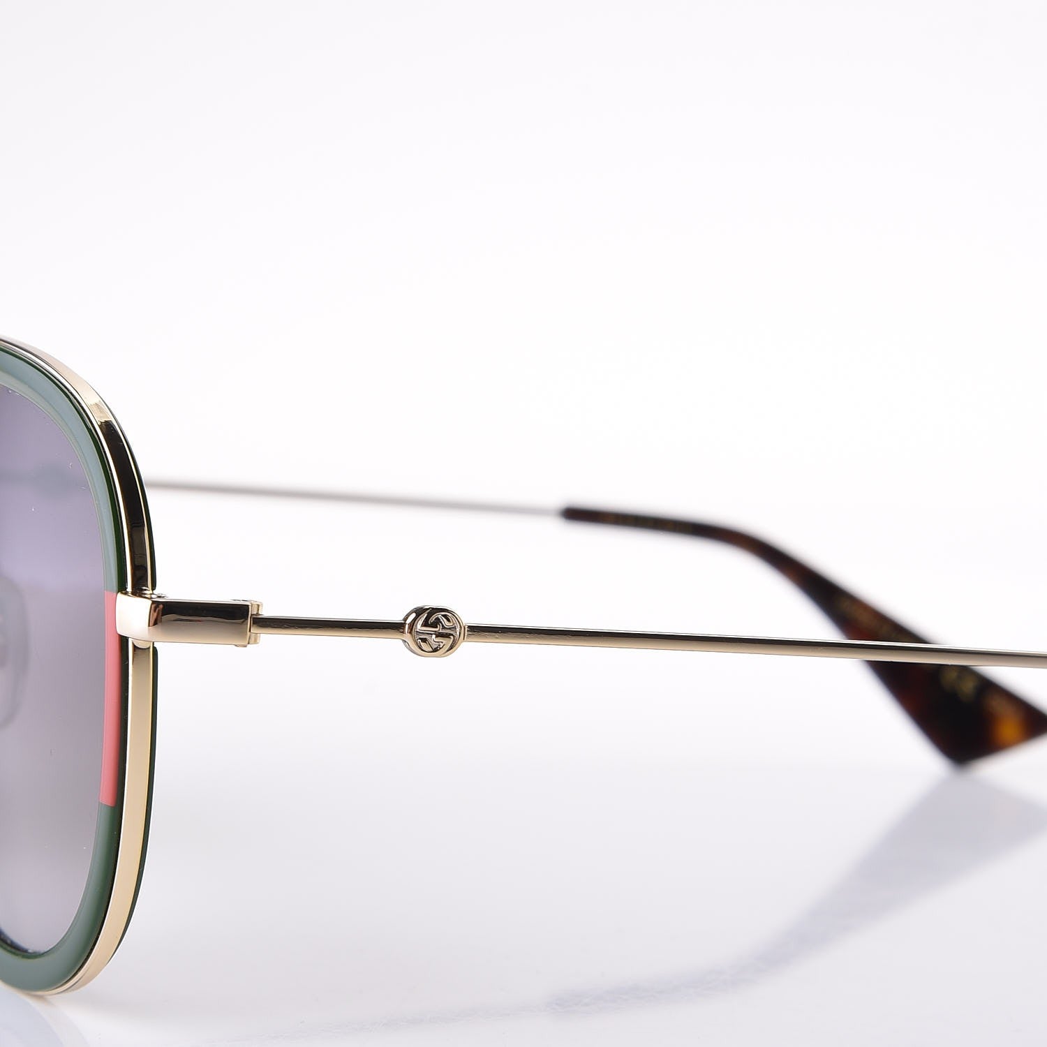 Gucci Web Aviator Sunglasses GG0062S Green Red 7 of 8