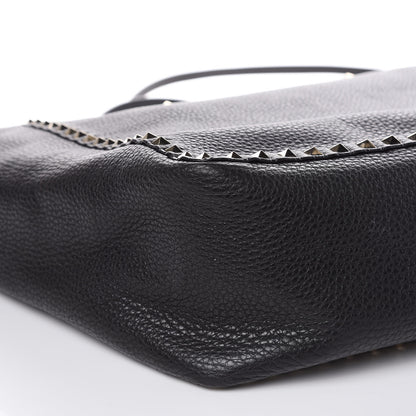 Valentino Garavani Grained Calfskin Medium Rockstud Reversible Tote Black Ivory 10 of 14