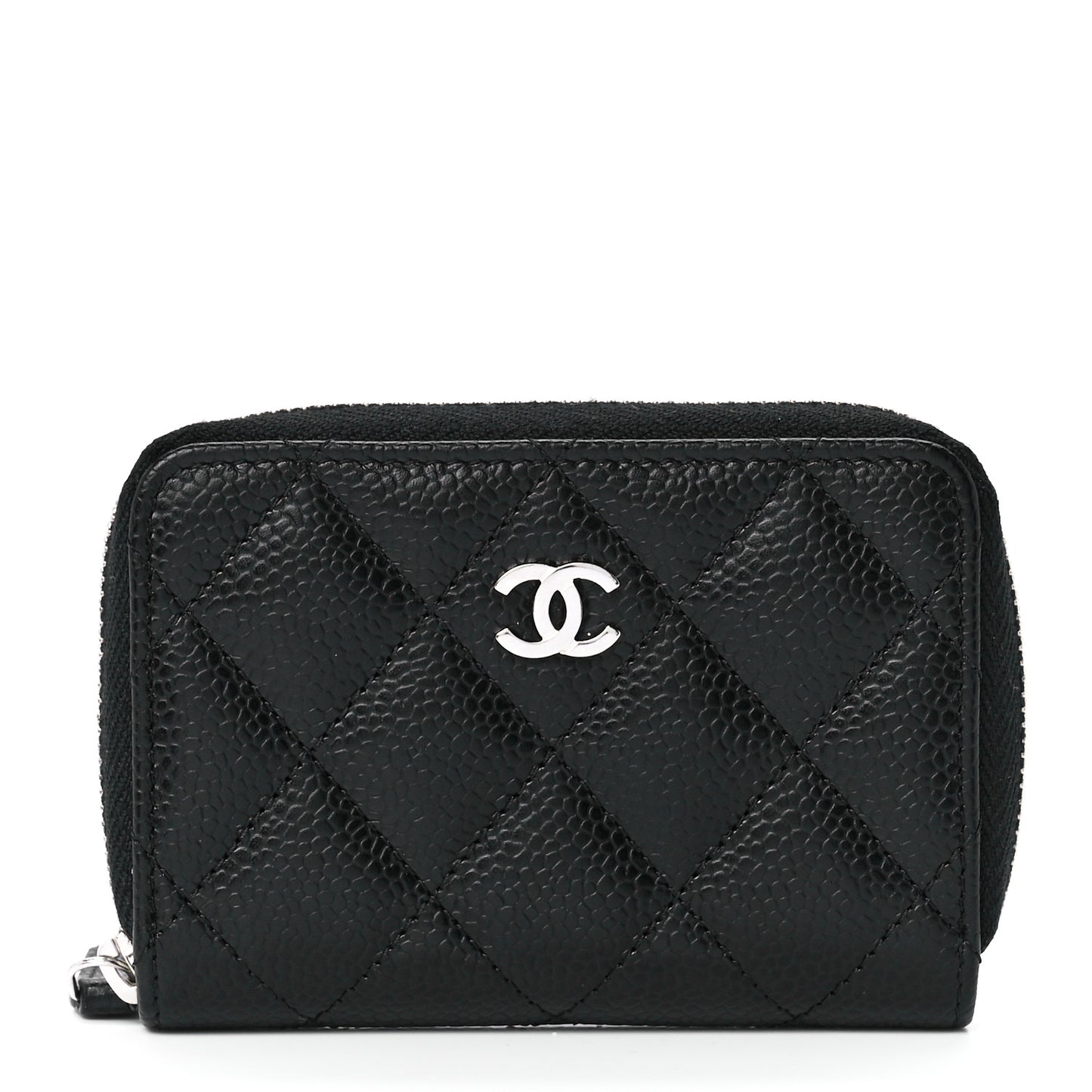 Caviar Quilted Zip Coin Purse Black