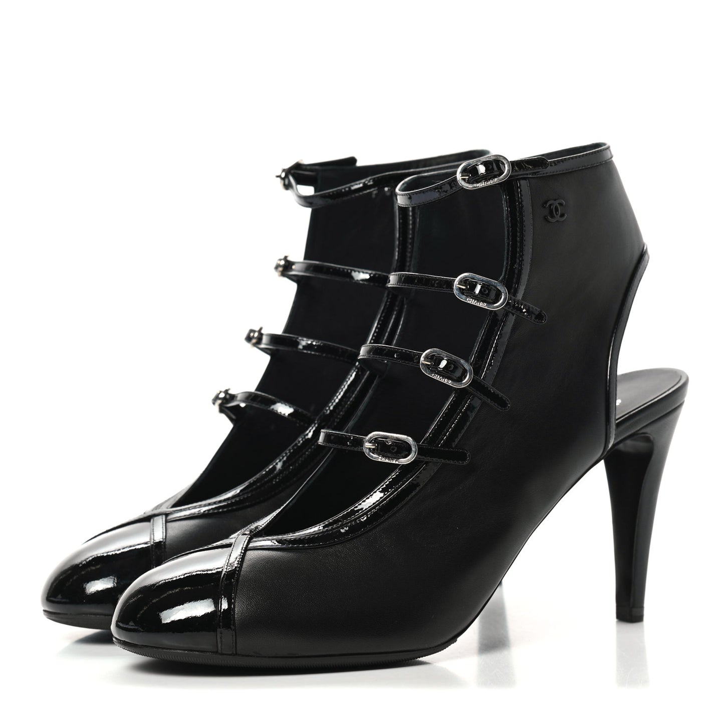 Patent Calfskin Lambskin Pumps 40 Black