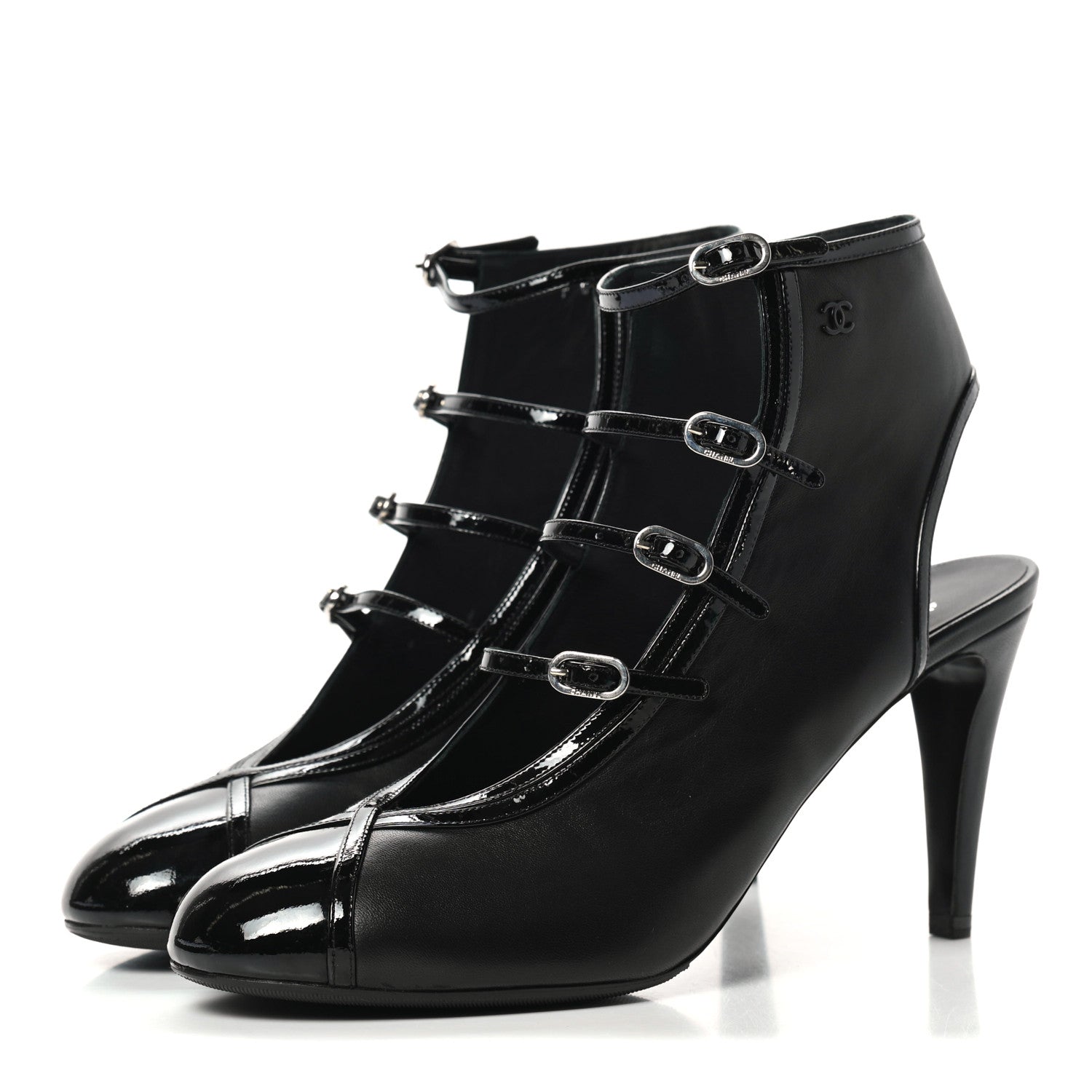Chanel Patent Calfskin Lambskin Pumps 40 Black 3 of 8