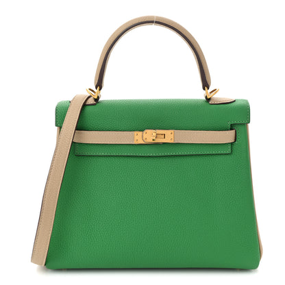 Hermes Togo Horseshoe Kelly Retourne 25 Bambou Trench 1 of 10