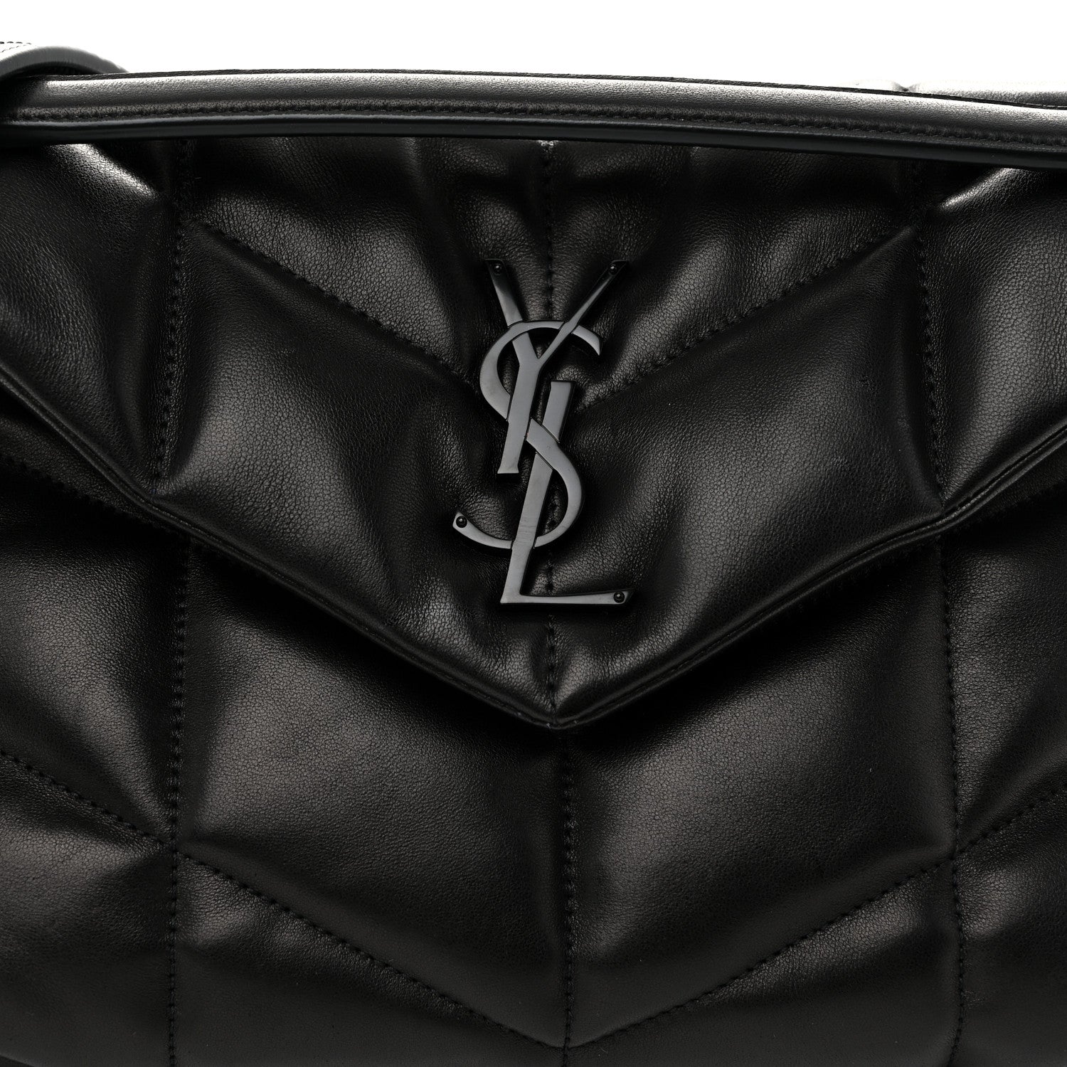 Saint Laurent Lambskin Quilted Monogram Monochrome Small Loulou Puffer Chain Satchel Black 8 of 10