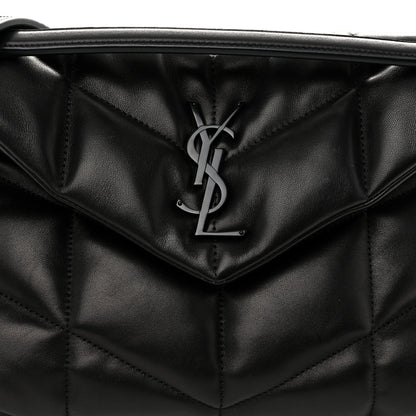 Saint Laurent Lambskin Quilted Monogram Monochrome Small Loulou Puffer Chain Satchel Black 8 of 10