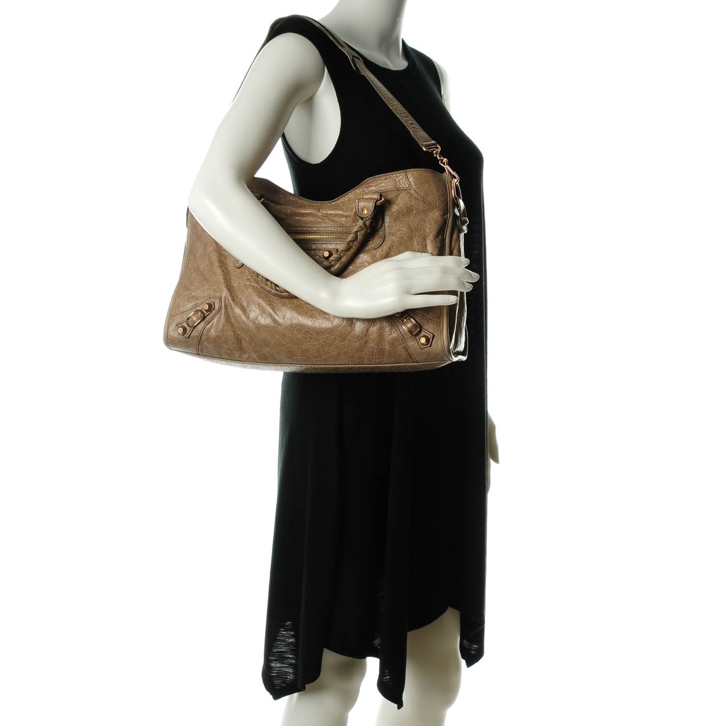 Agneau Giant 12 Rose Gold Hardware City Gris Poivre