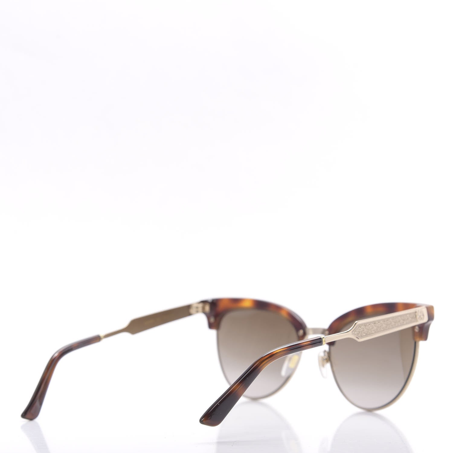 Gucci Acetate Damascato Cat Eye Sunglasses GG0055S Tortoise Gold 4 of 8