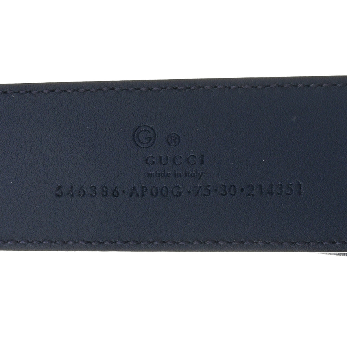 Authentic Gucci Blue Calfskin Leather Gold Interlocking G Buckle Belt 75/30 Gucci Belt Guccissima Interlocking G Buckle Blue in Leather  main image 3