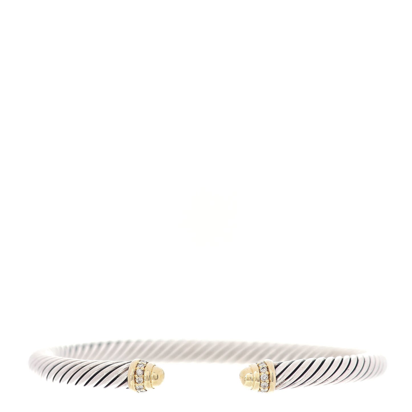 Sterling Silver 18K Yellow Gold Diamond 5mm Cable Classics Bracelet