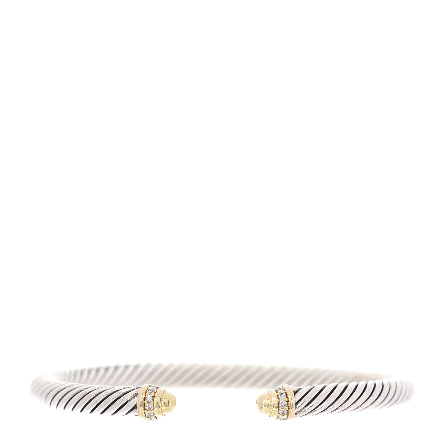 David Yurman Sterling Silver 18K Yellow Gold Diamond 5mm Cable Classics Bracelet 1 of 5