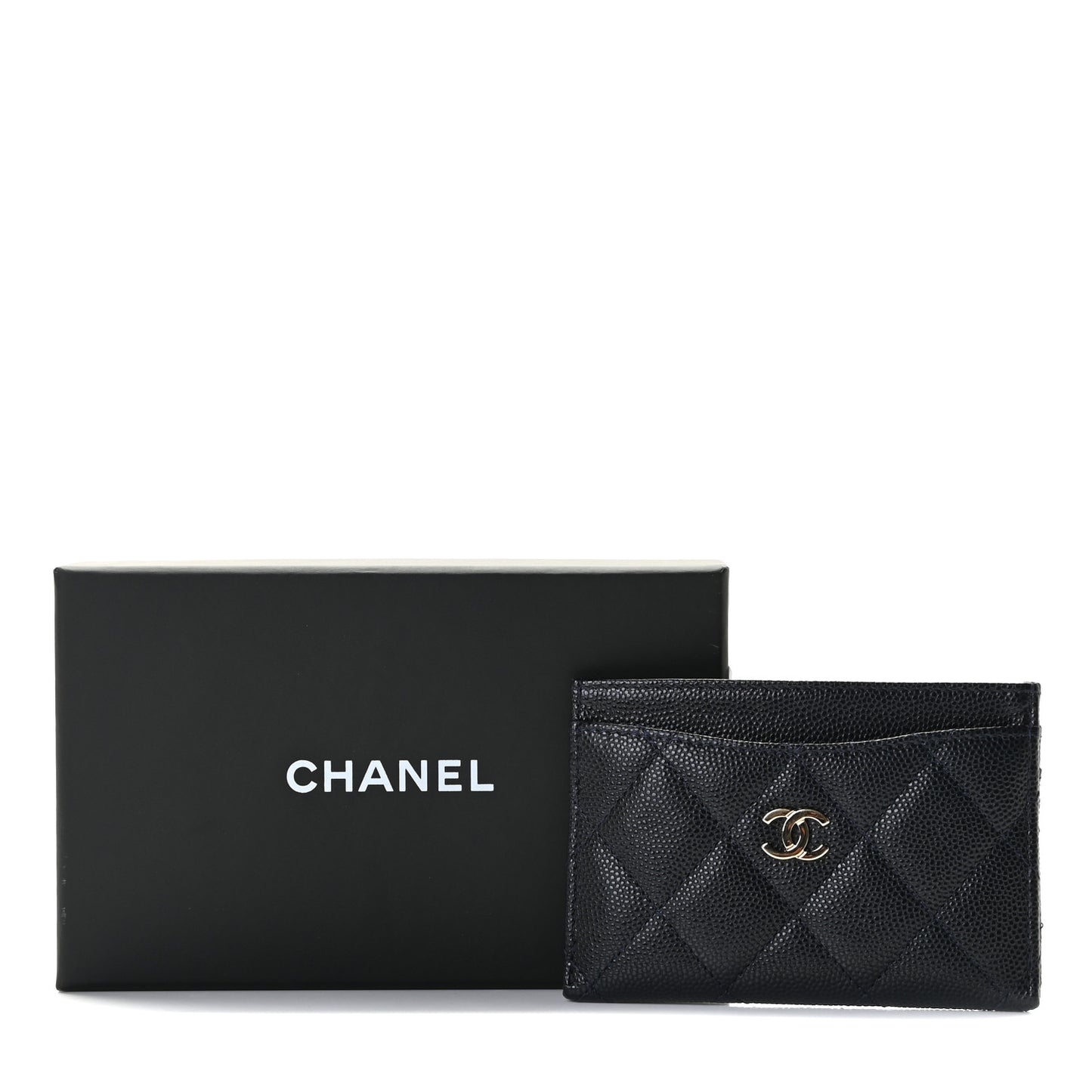 Caviar Quilted Card Holder Blue