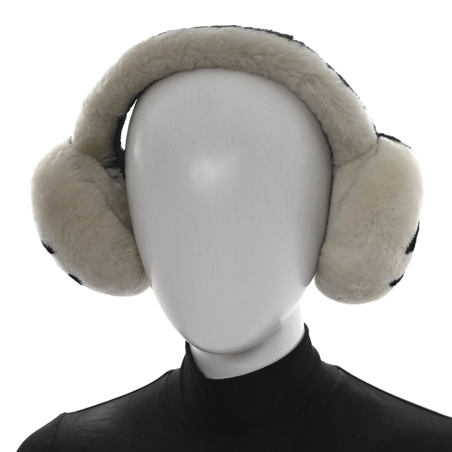 Shearling CC Ear Muffs Black White