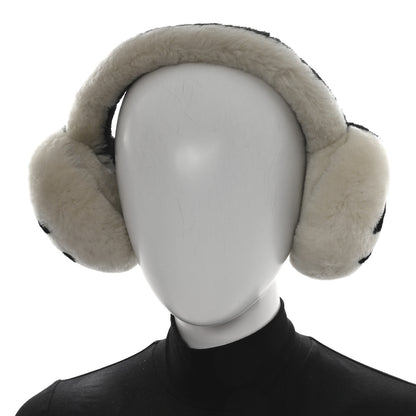 Chanel Shearling CC Ear Muffs Black White 2 of 6