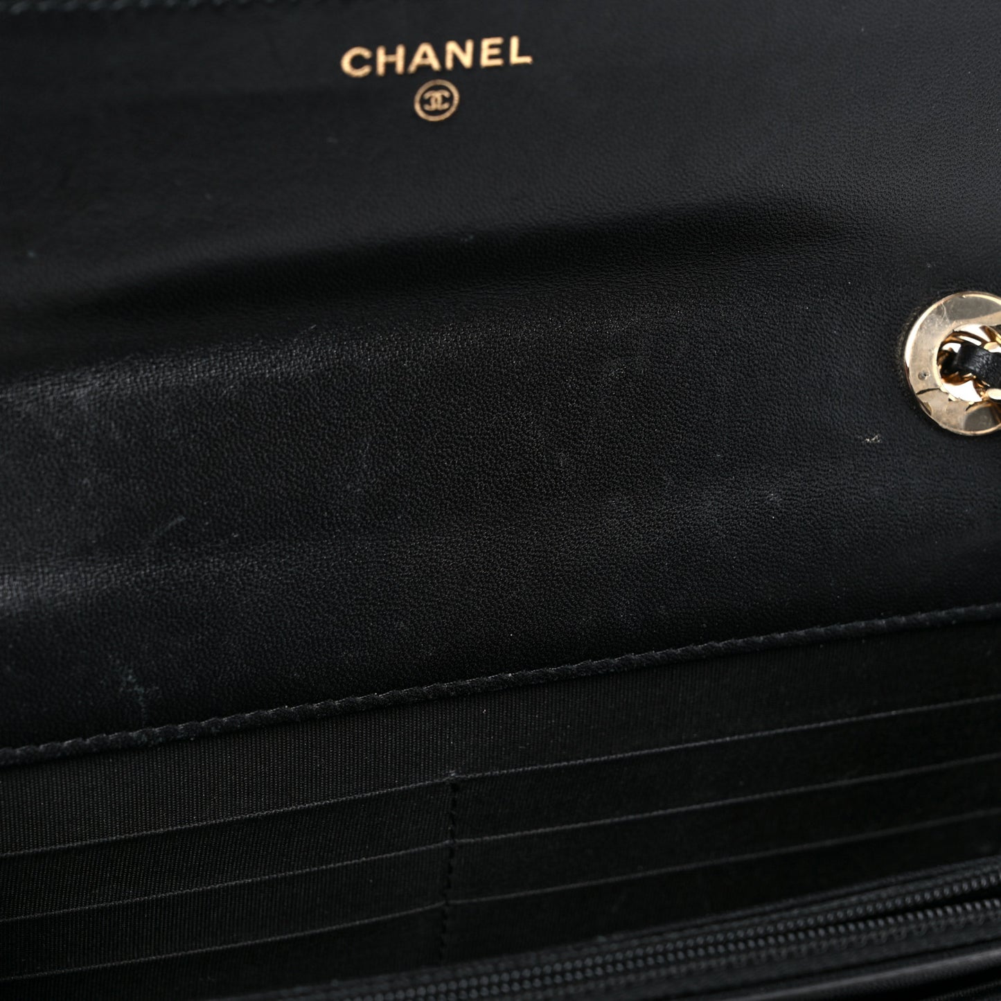 Lambskin Quilted Trendy CC Wallet On Chain WOC Black