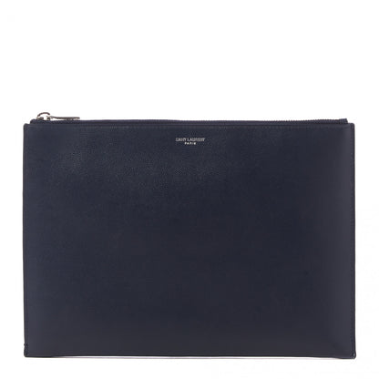 Saint Laurent Grain De Poudre Zipped Tablet Holder Marine 1 of 8