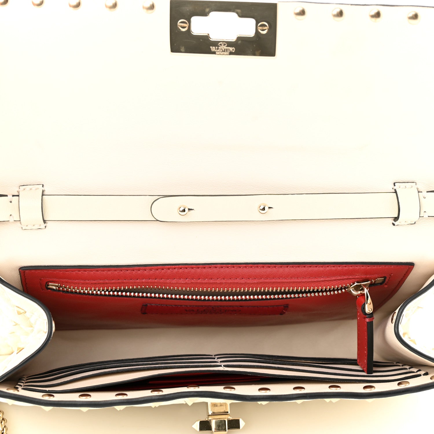 Valentino Garavani Nappa Rockstud Spike Wallet on Chain Light Ivory 5 of 10