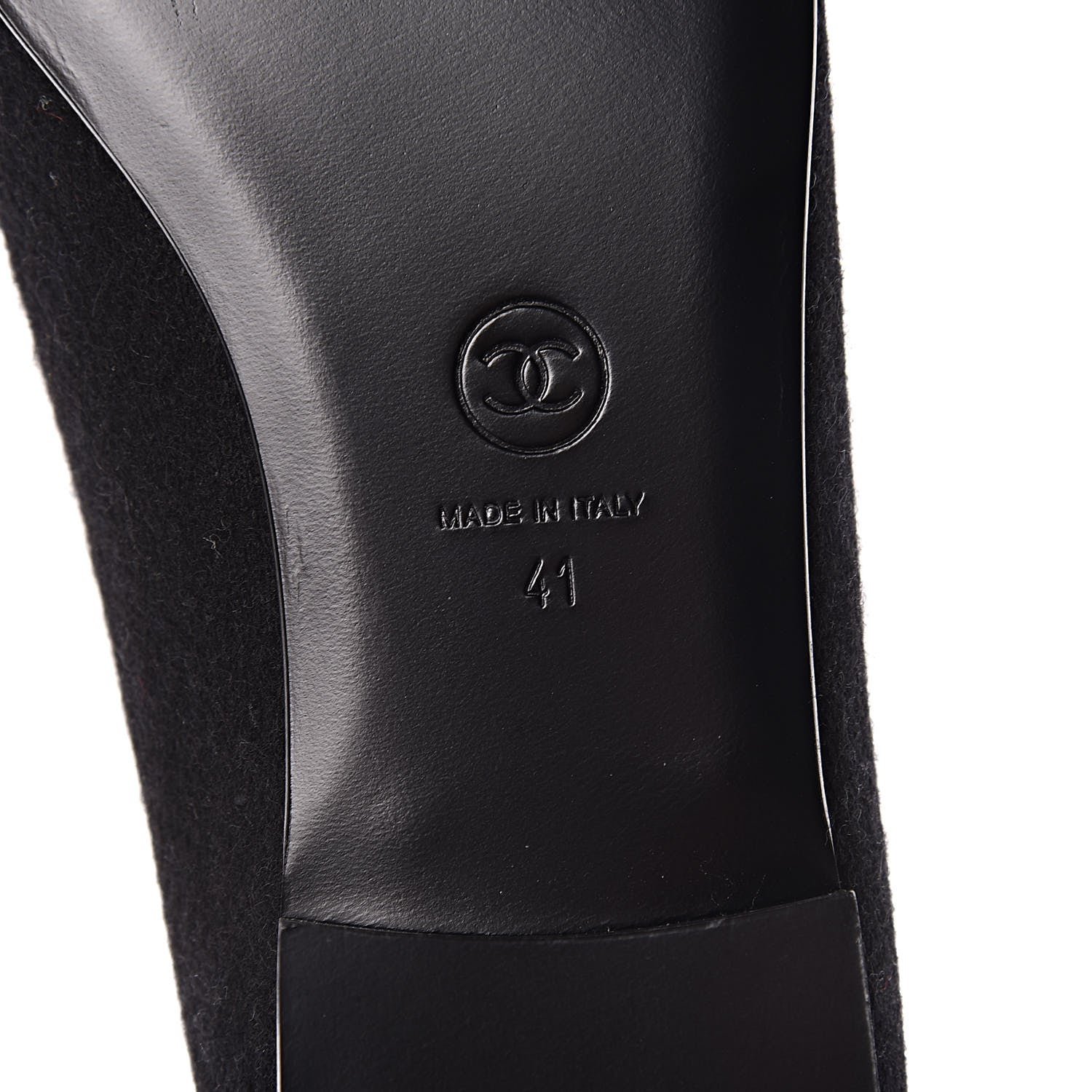 Chanel Fabric Suede Cap Toe CC Ballerina Flats 41 Black Dark Khaki 8 of 11