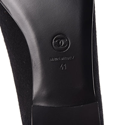 Chanel Fabric Suede Cap Toe CC Ballerina Flats 41 Black Dark Khaki 8 of 11