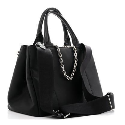 Prada Tessuto Nylon Nappa Zip Pocket Chain Tote Black 2 of 12