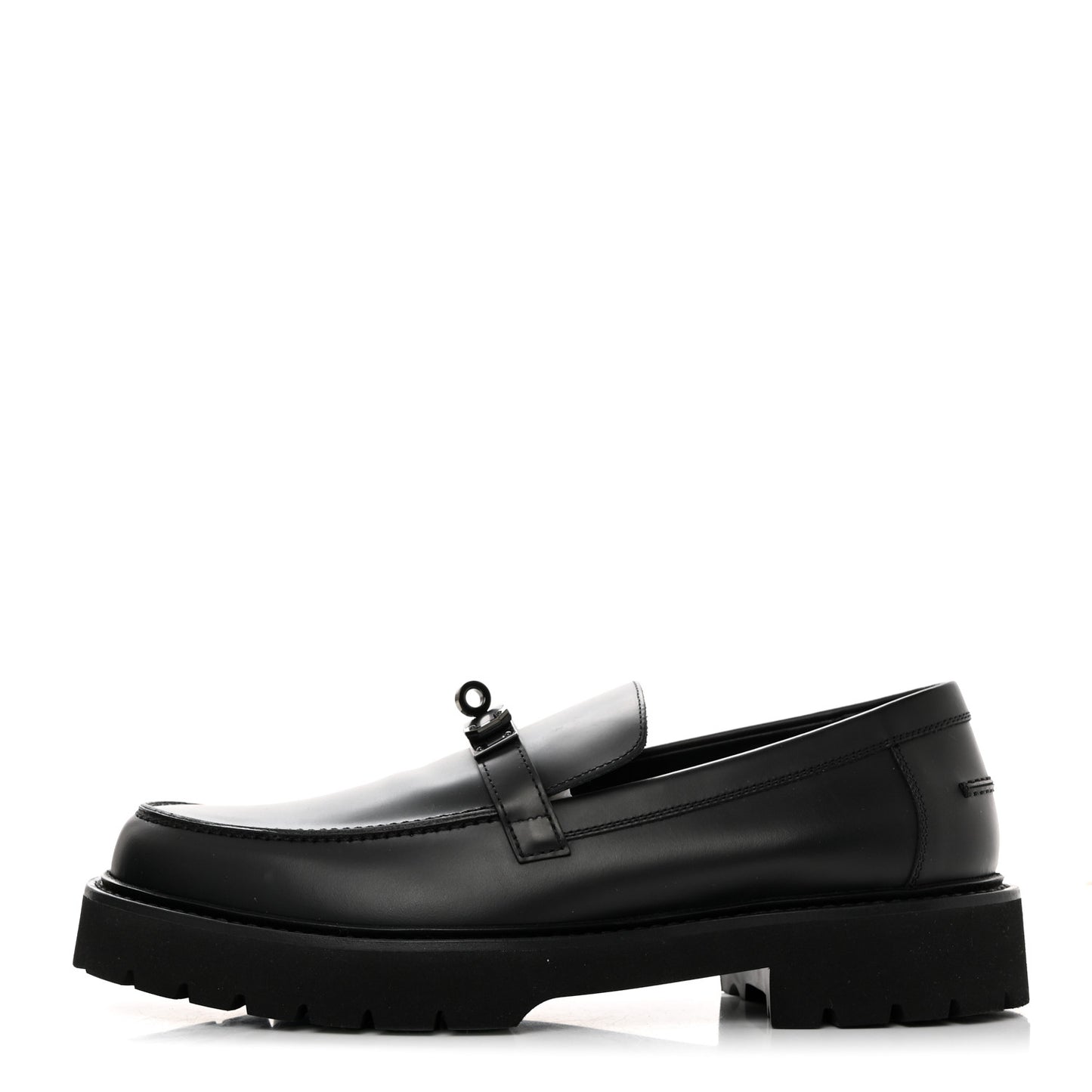 Glazed Calfskin Mens Icone Loafers 43 Black