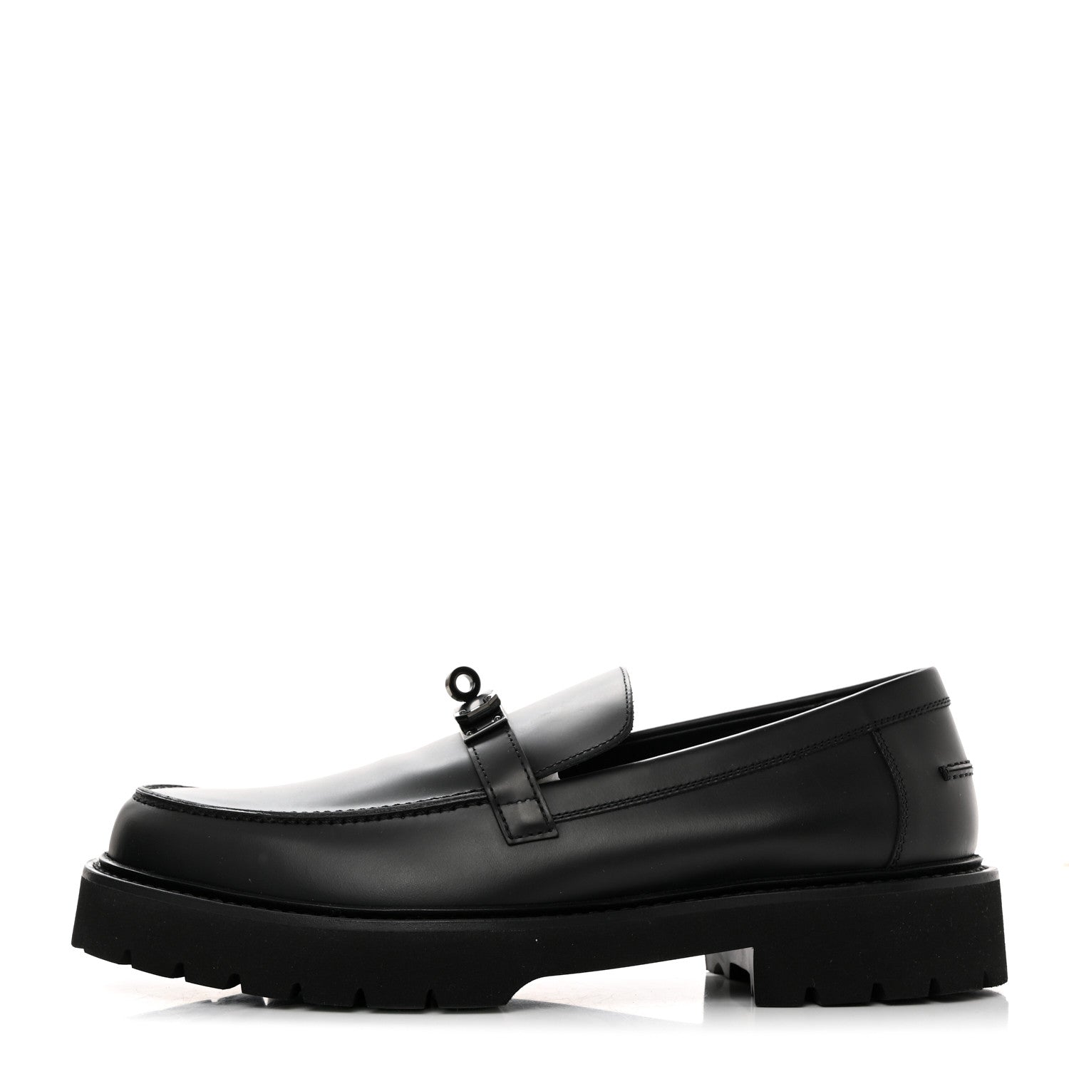 Hermes Glazed Calfskin Mens Icone Loafers 43 Black 1 of 8