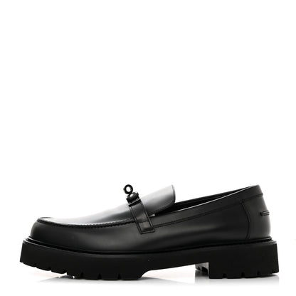 Hermes Glazed Calfskin Mens Icone Loafers 43 Black 1 of 8