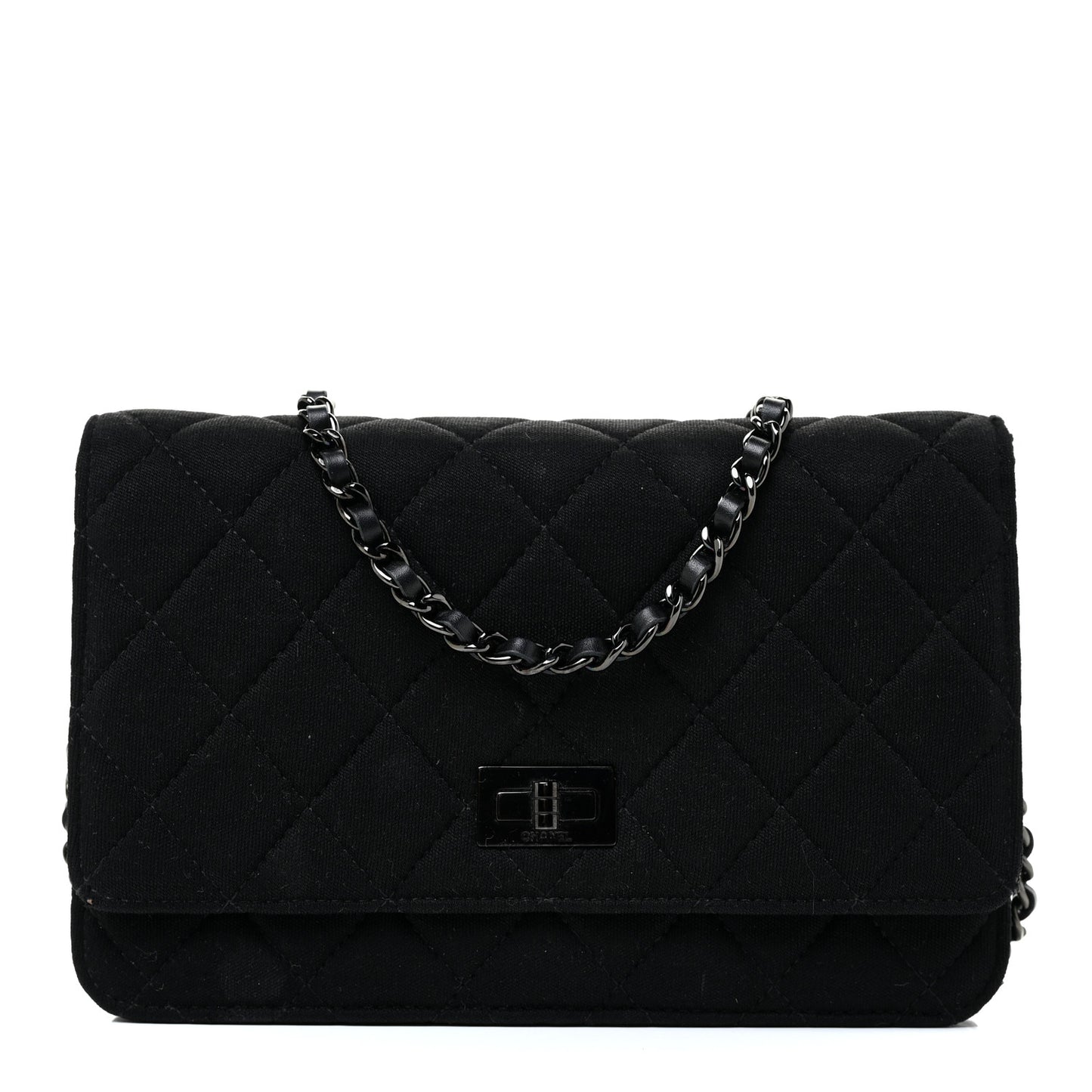 Jersey Quilted Reissue Wallet On Chain WOC Black