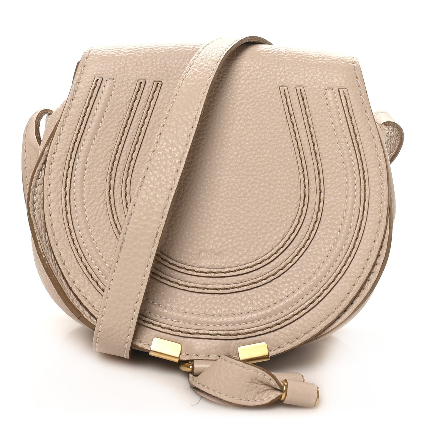 Grained Calfskin Mini Marcie Saddle Bag Blush Nude