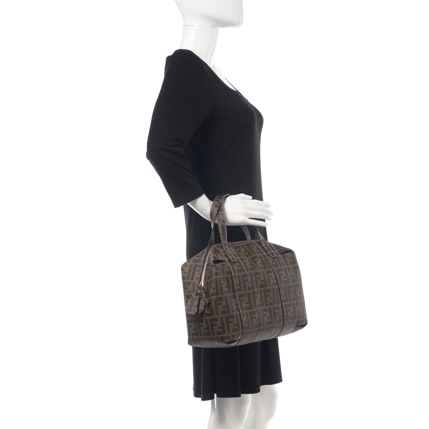 Fendi Zucca Spalmati Bowler Tobacco Viola 2 of 9