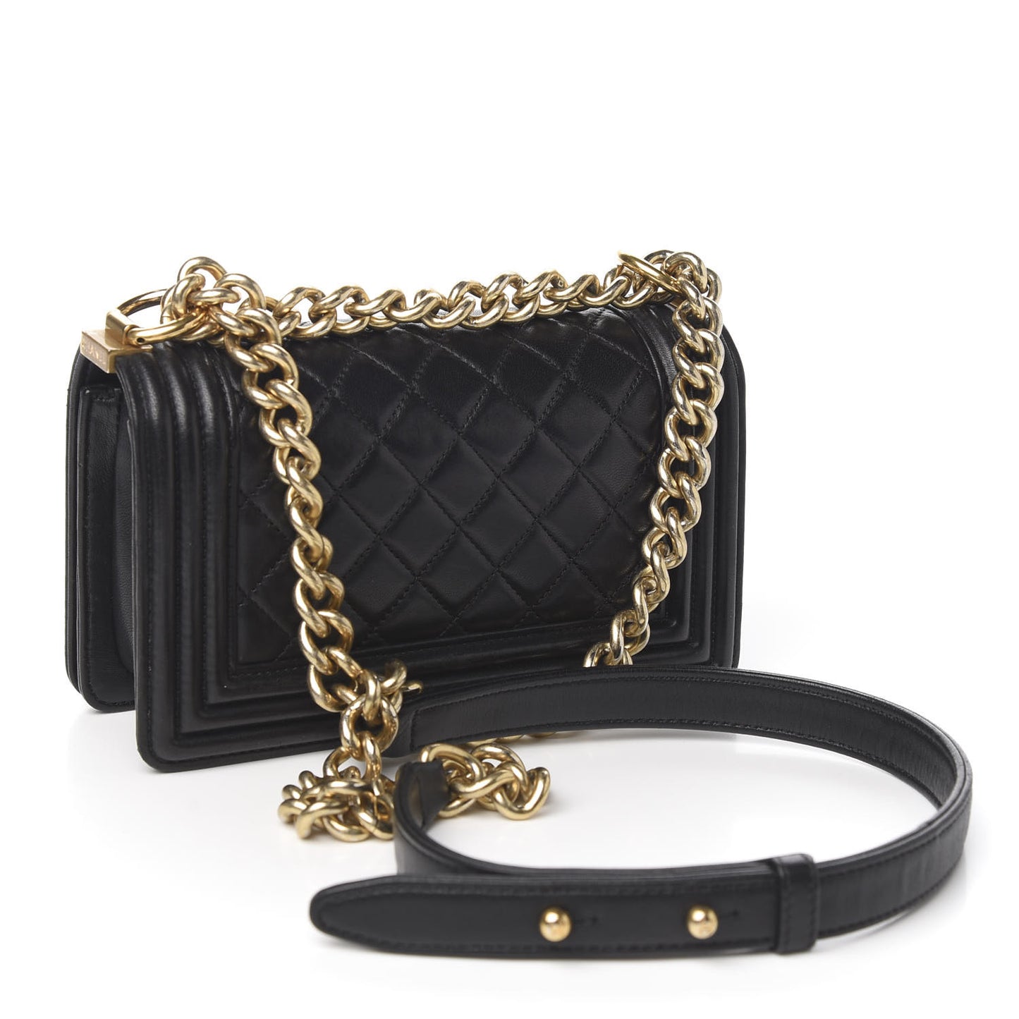 Lambskin Quilted Small Boy Flap Black