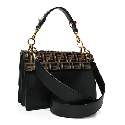 Fendi Vitello Liberty Bi-Color FF 1974 Embossed Kan I Shoulder Bag Black Maya 3 of 9
