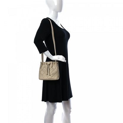 Chanel Caviar Quilted Drawstring Shoulder Bag Beige 2 of 11