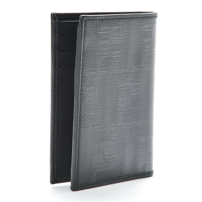Fendi Glazed Fabric Vitello Century FF 1974 Stamp Patch Mens Wallet Black 3 of 8
