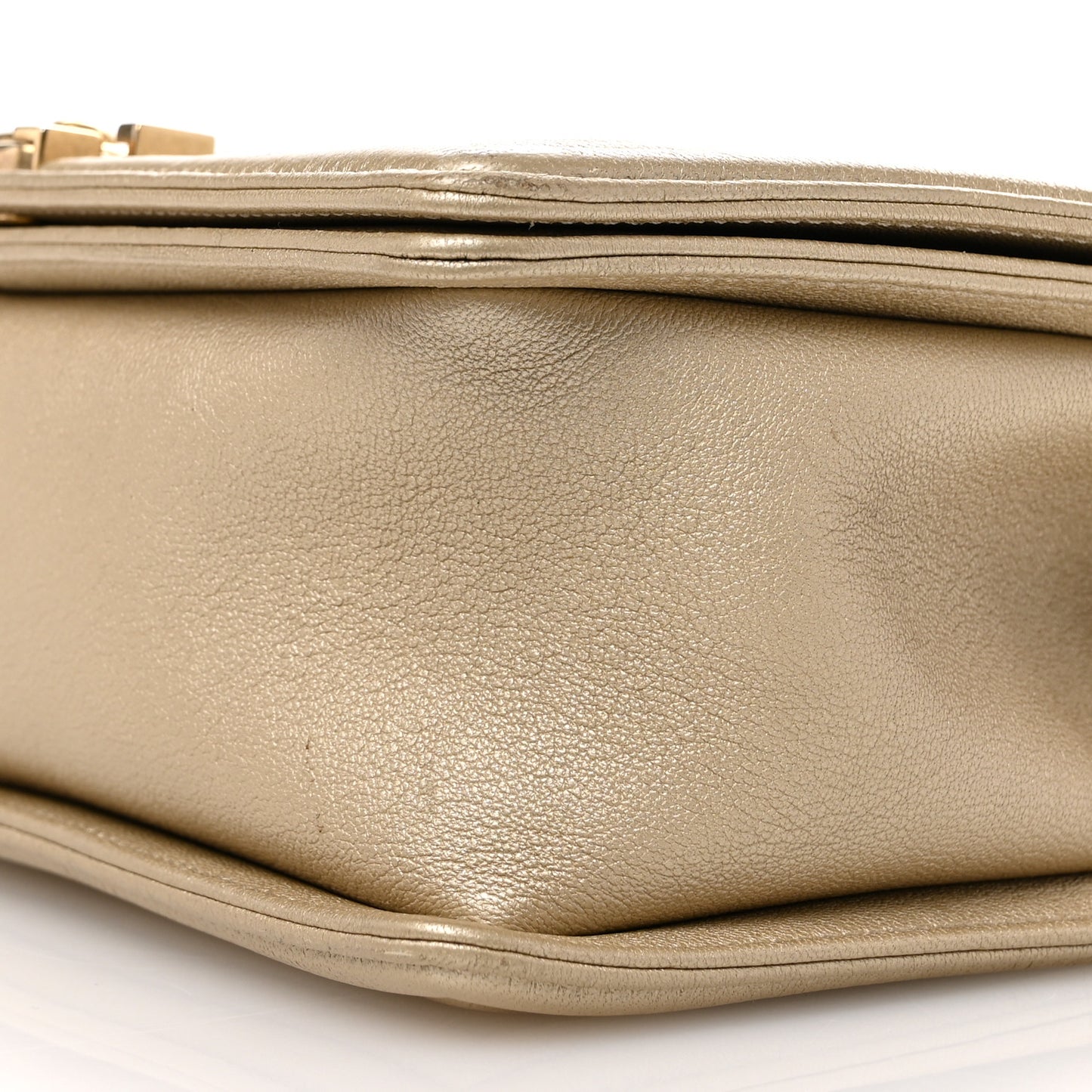 Metallic Lambskin Medium Golden CC Boy Flap Dark Gold