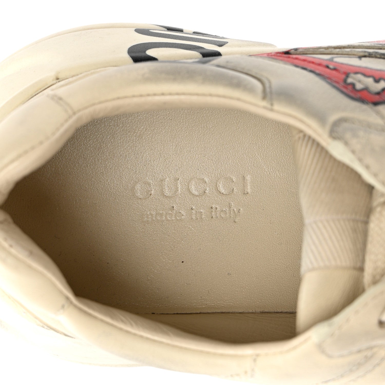 Gucci Calfskin Mouth Print Womens Rhyton Sneakers 35 Ivory 7 of 14