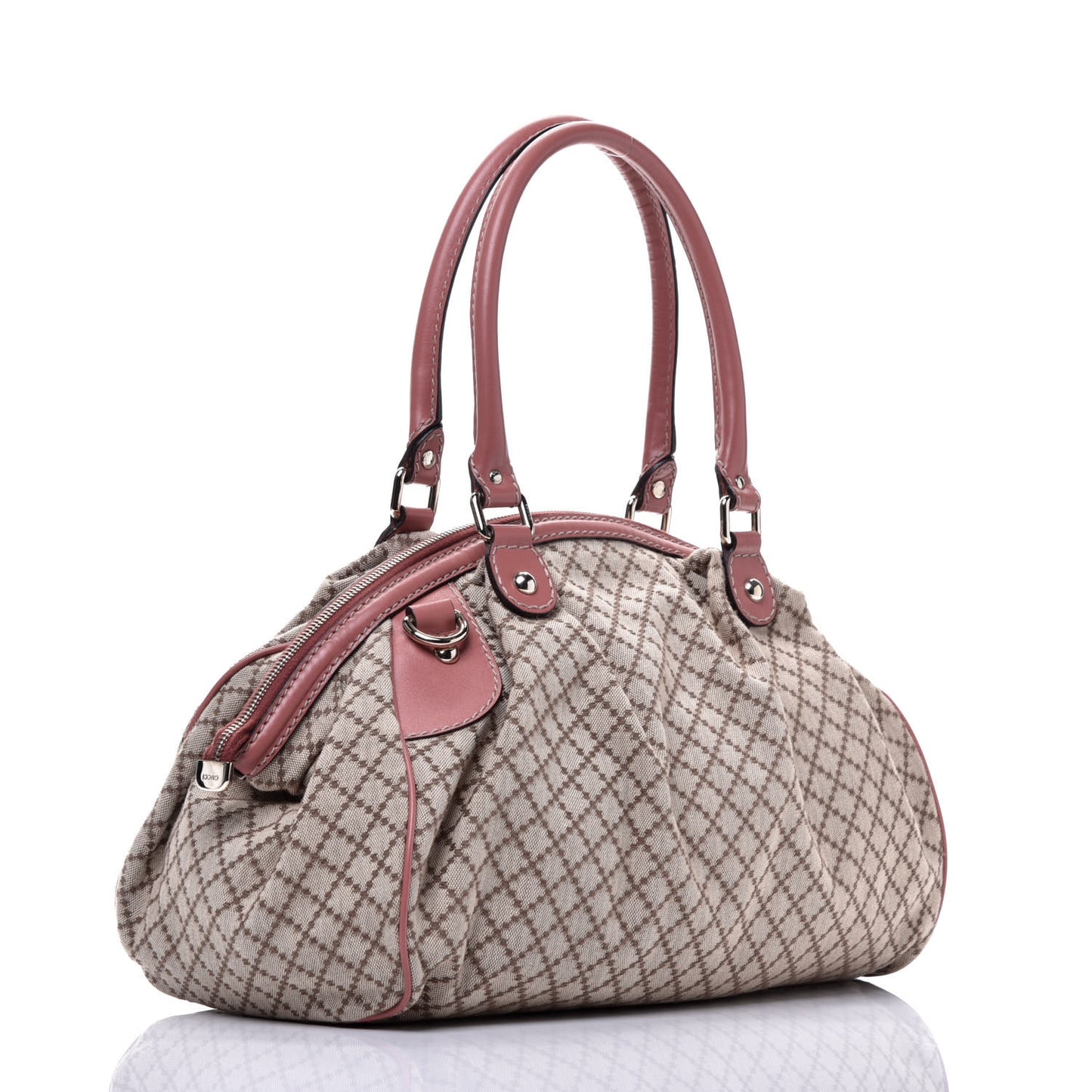 Diamante Medium Sukey Boston Interlocking G Charm Bag Pink
