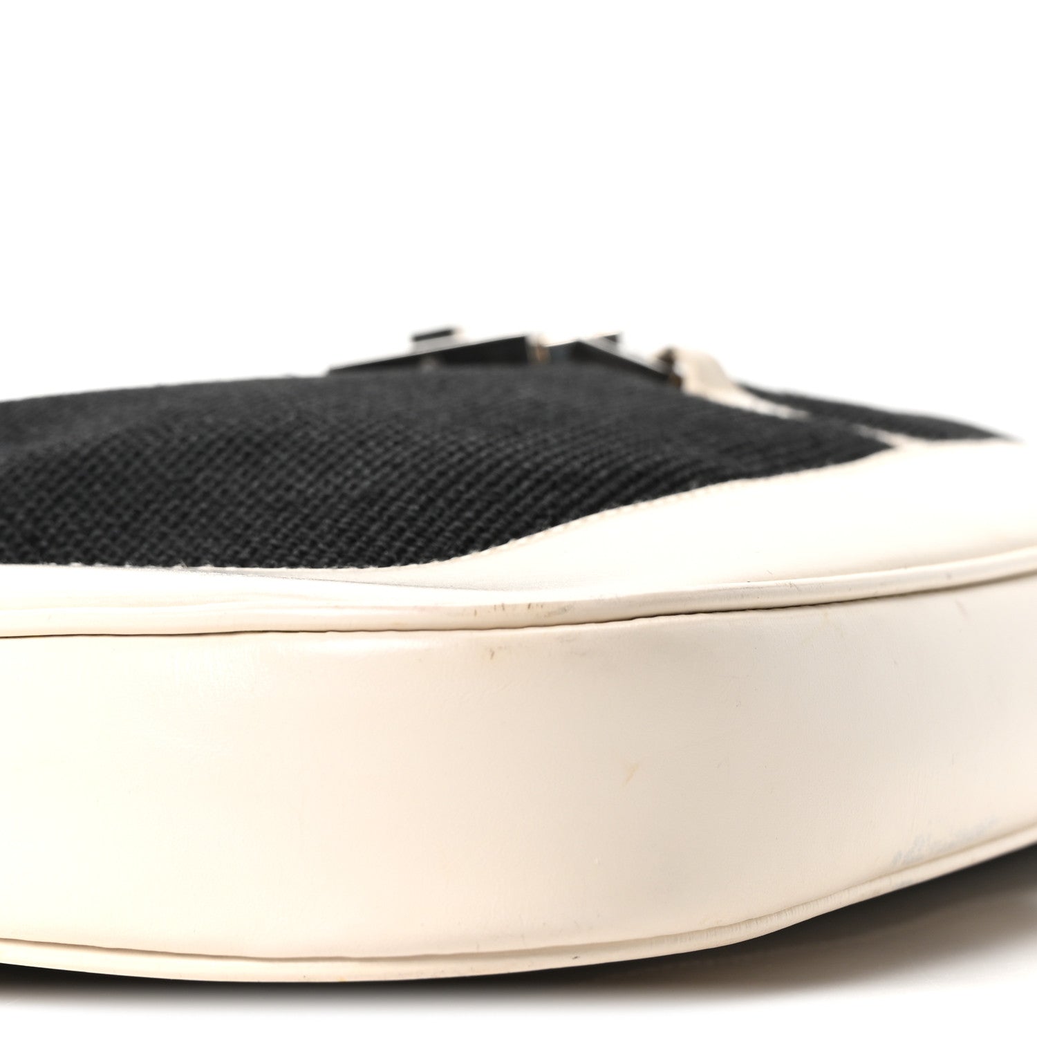 Gucci Canvas Calfskin Jackie O Chain Hobo White Black 9 of 14