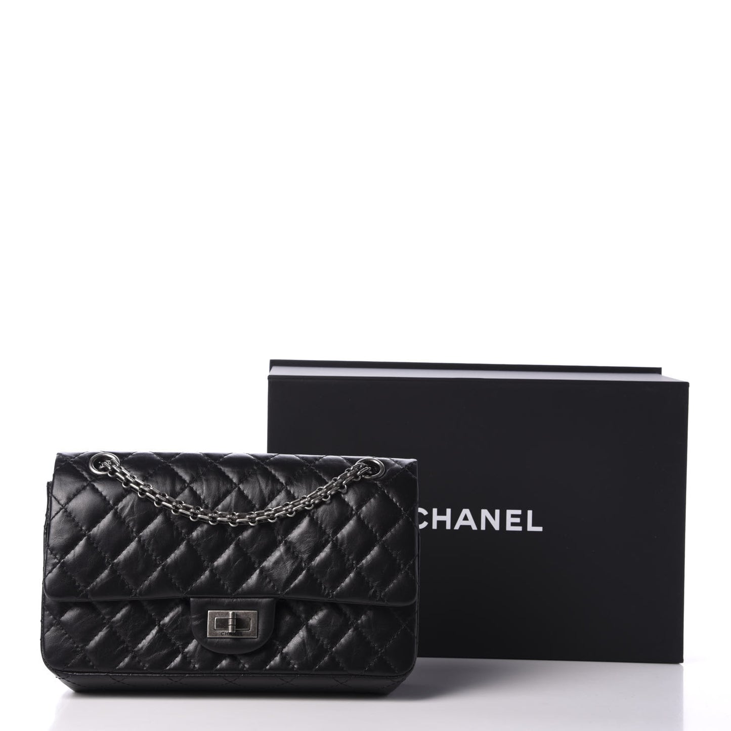 Aged Calfskin Quilted 2.55 Reissue 225 Flap Black