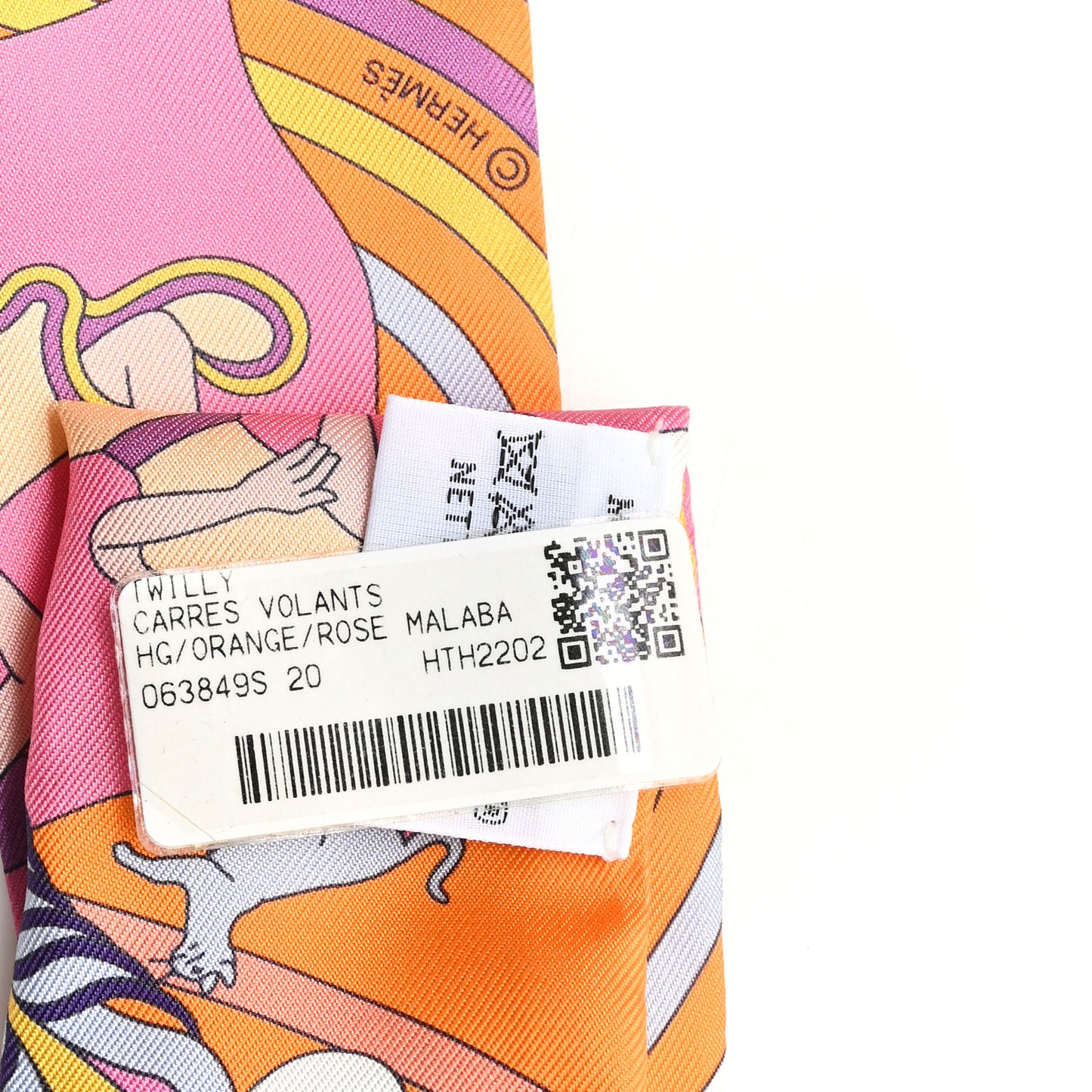 Silk Carres Volants Twilly Orange Rose Malaba