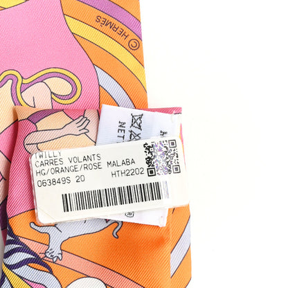 Hermes Silk Carres Volants Twilly Orange Rose Malaba 3 of 3