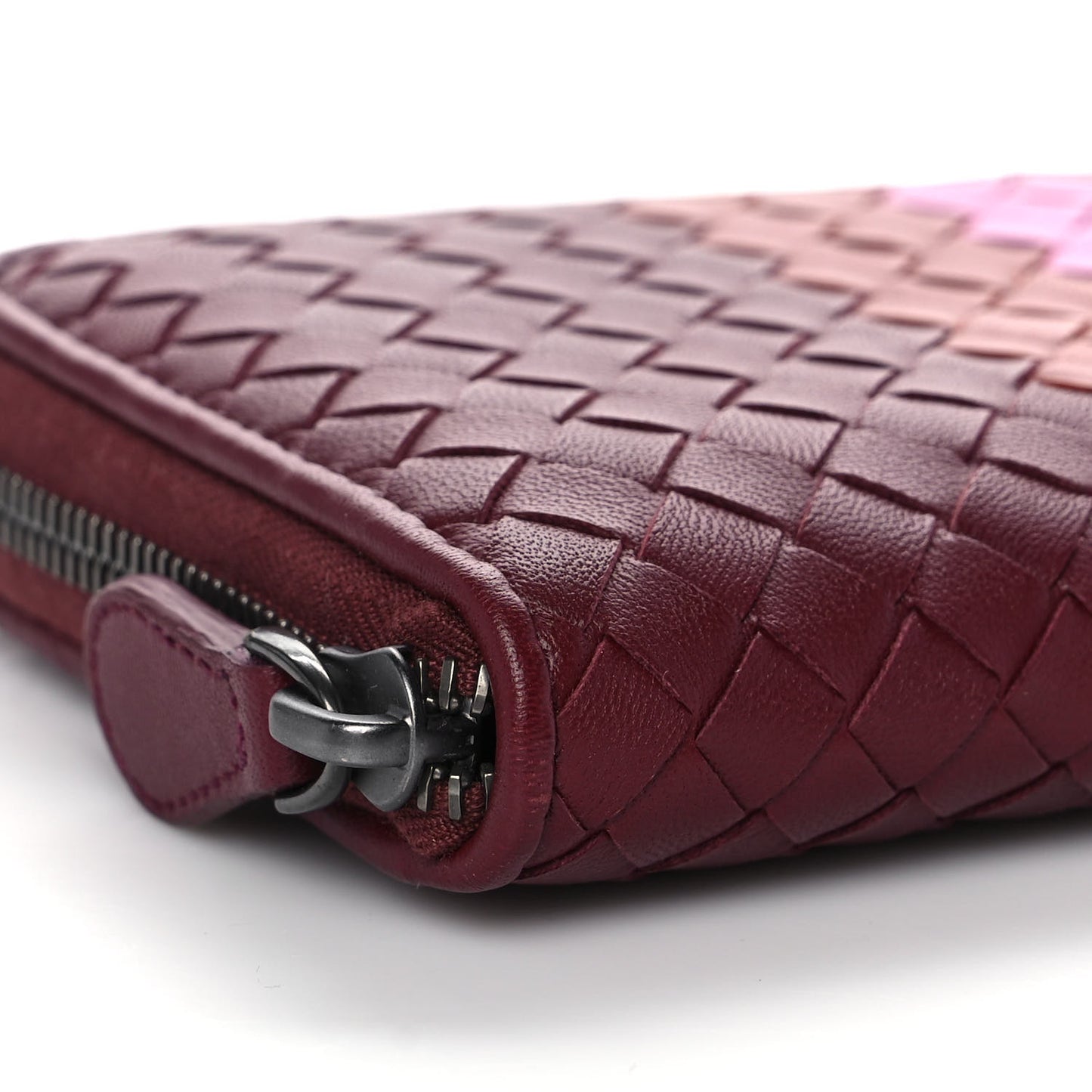 Nappa Intrecciato Zip Around Wallet Opera Pink