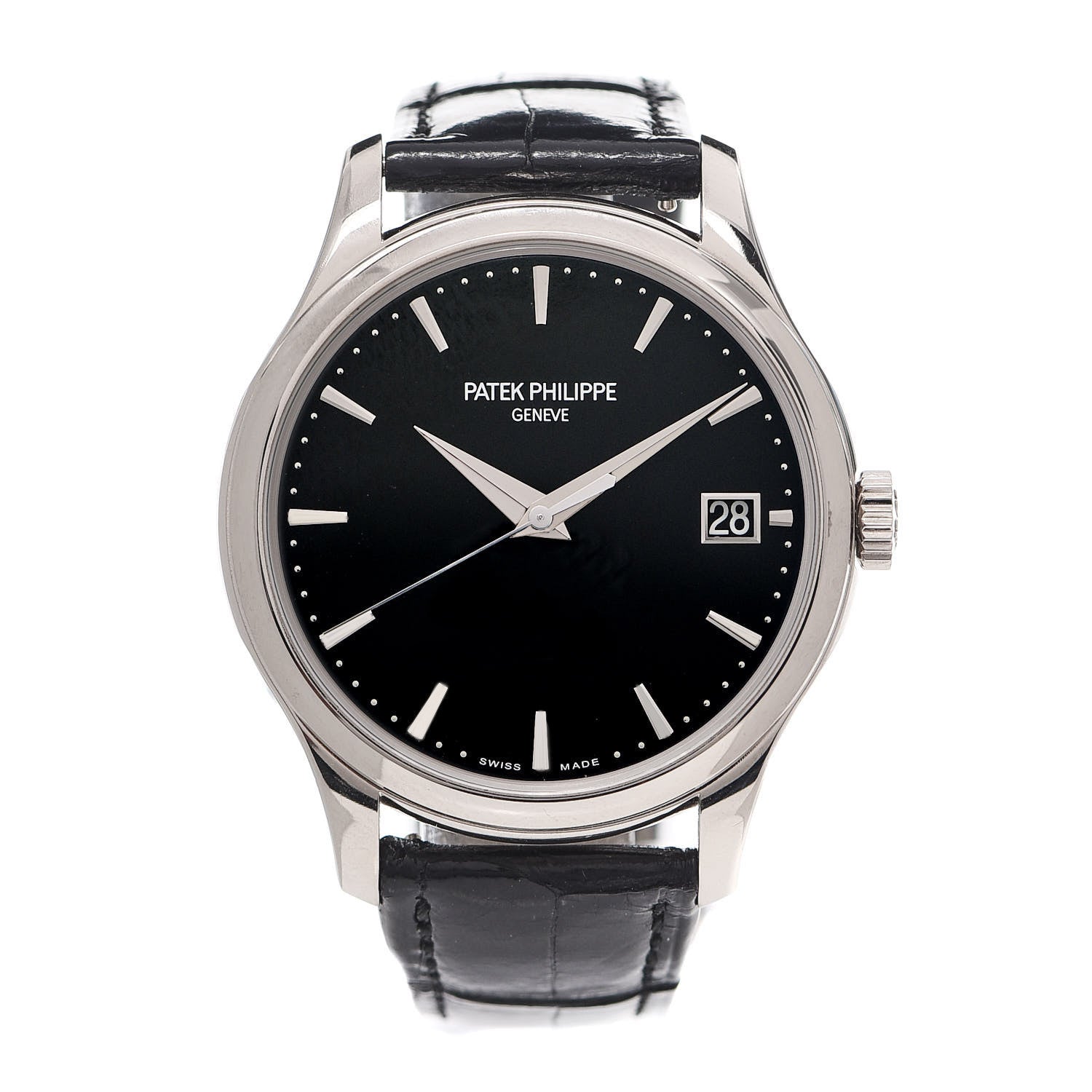 Patek Philippe 18K White Gold Alligator 39mm Calatrava Automatic Watch Black 5227G 1 of 5