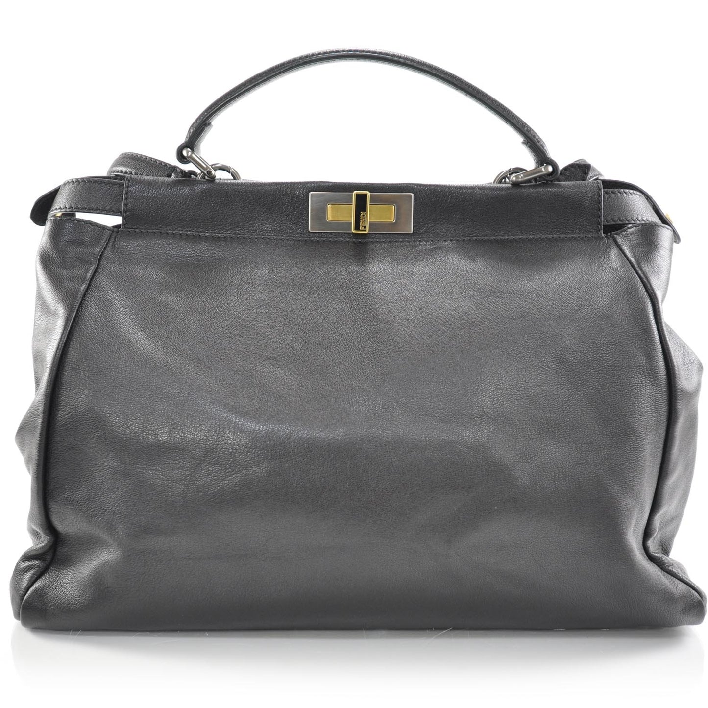 Goatskin Large Peekaboo Iconic Satchel Black