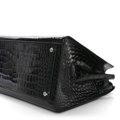 Hermes Shiny Porosus Crocodile Birkin Sellier 35 Black 10 of 16
